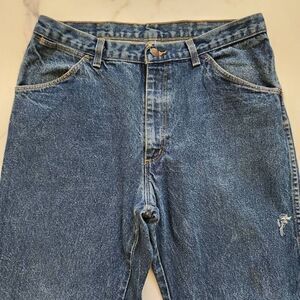 UniFirst men's heavy 100% cotton dark blue denim work jeans 36x31